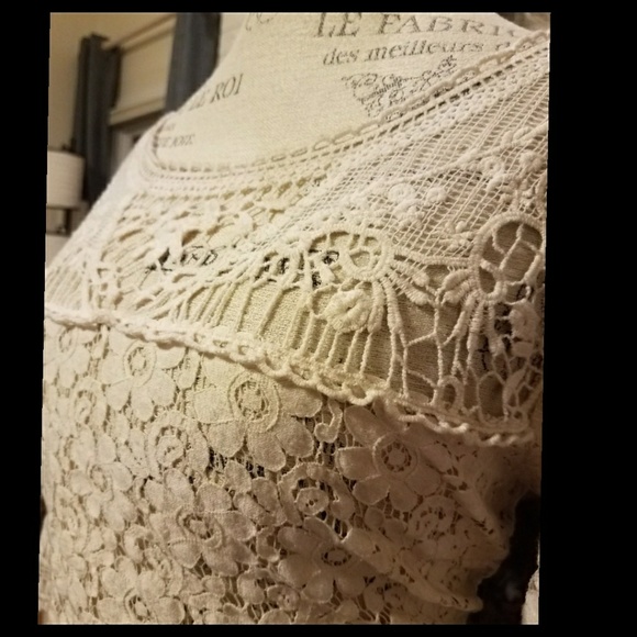SPENSE Pretty Beige Lace Overlay Dress Size 10 | Boho Crochet Lace Dress - Picture 2 of 3